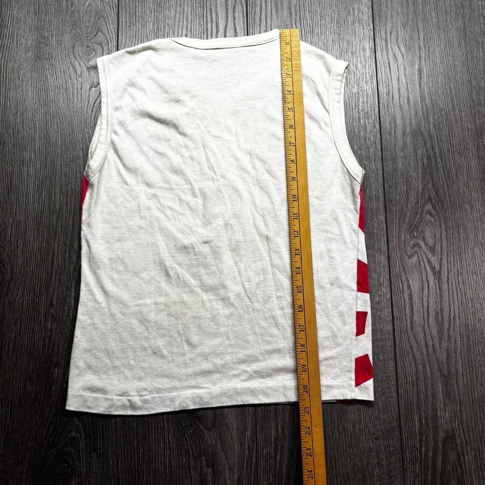 Vintage Rising Sun Japanese 80s Kanji Helicopter Muscle Tee Red White Mens Small - Picture 6 of 8